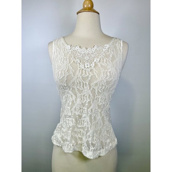 Vintage Mesh Lace Tank See-Through Coquette Fairy Whimsy Cottagecore Small - Picture 3 of 6